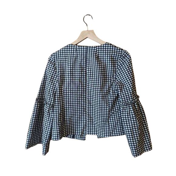 Laundry Shelli Segal Gingham Print Open Front Blazer Jacket Bell Sleeves Size XS - Picture 7 of 7